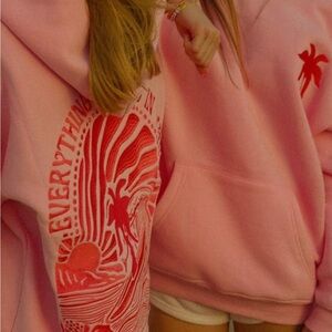 Pink Palm Puff Hoodie Size S